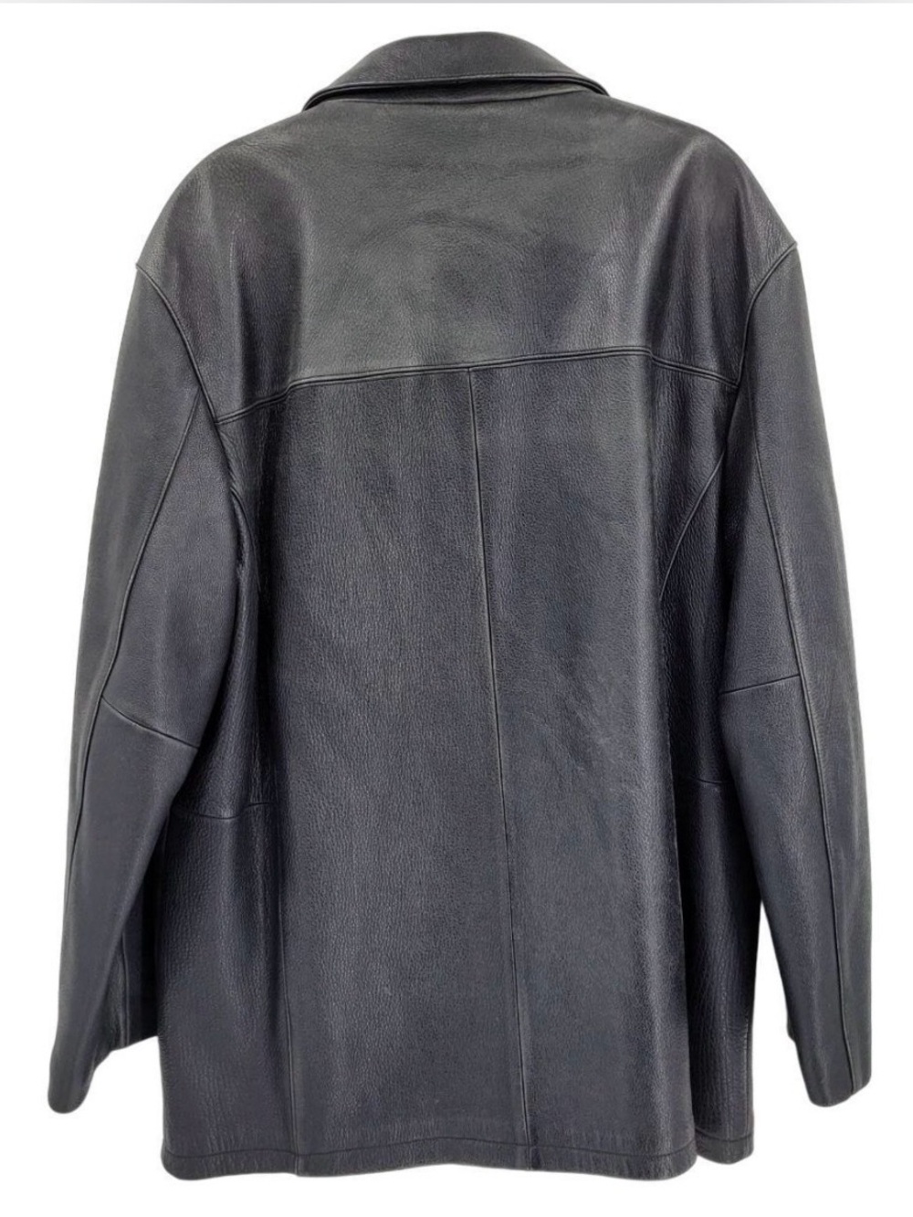 Vintage 1980’s Trek Black Leather Button-Front Men's Jacket 2XL - Picture 2 of 6